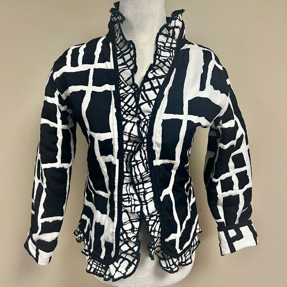 Trimdin black/white reversible patterned jacket  XS - Picture 5 of 7